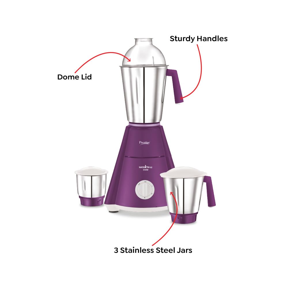 Prestige Nakshatra V2 550W Mixer Grinder with 3 Stainless Steel Jars